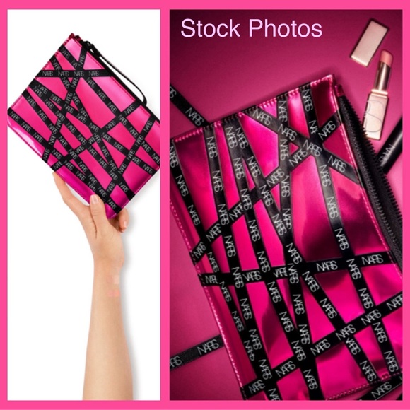 NARS Hot Pink & Black Cosmetics Bag Holiday Pouch makeup 2021 New condition - Picture 6 of 7